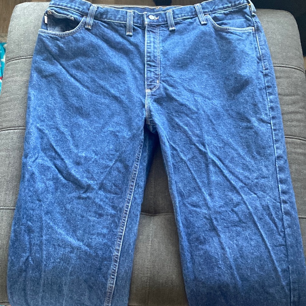 Blue Carhartt Jeans Fire Resistant 46x32 like new smoke free house No tears rips